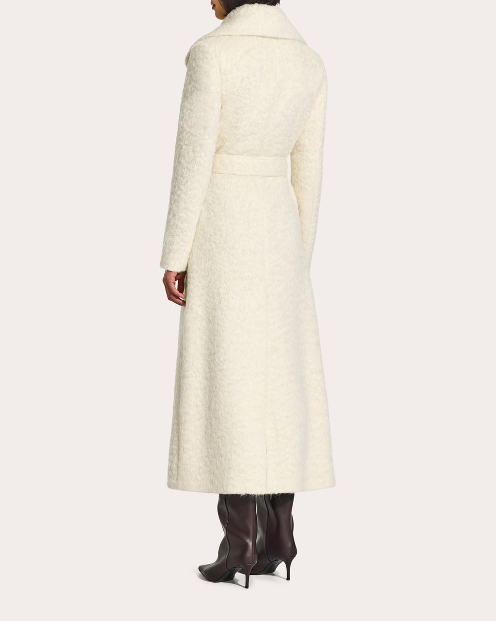 Textured Suri Alpaca Shawl Collar Maxi Wrap Coat