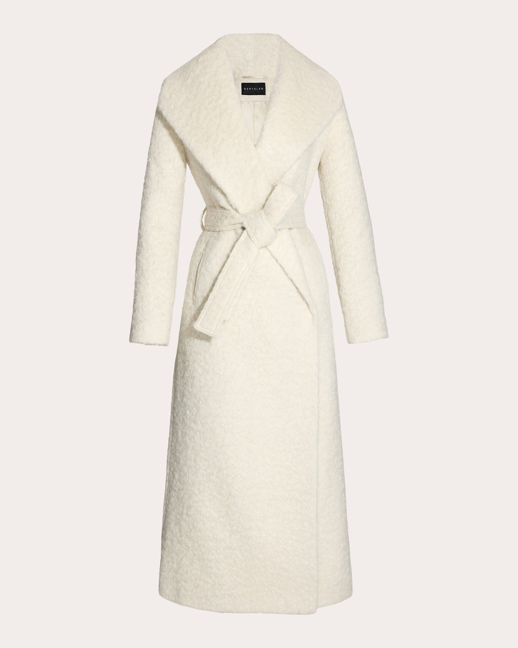 Textured Suri Alpaca Shawl Collar Maxi Wrap Coat