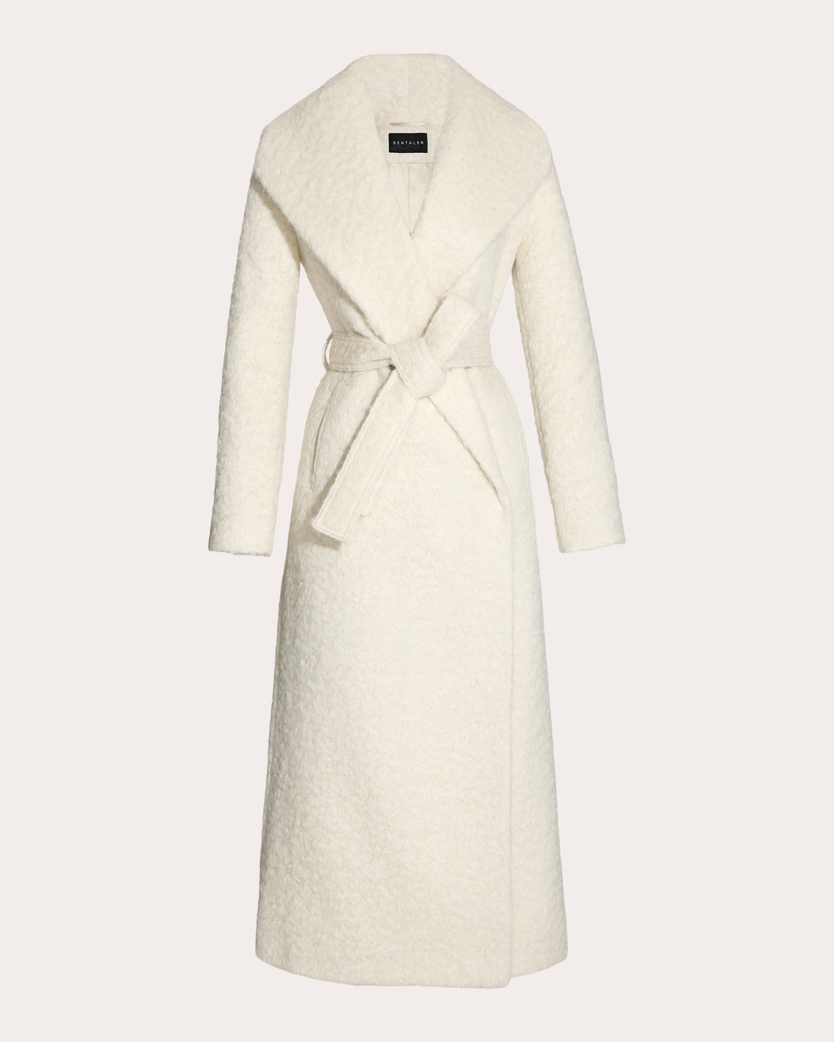 Textured Suri Alpaca Shawl Collar Maxi Wrap Coat