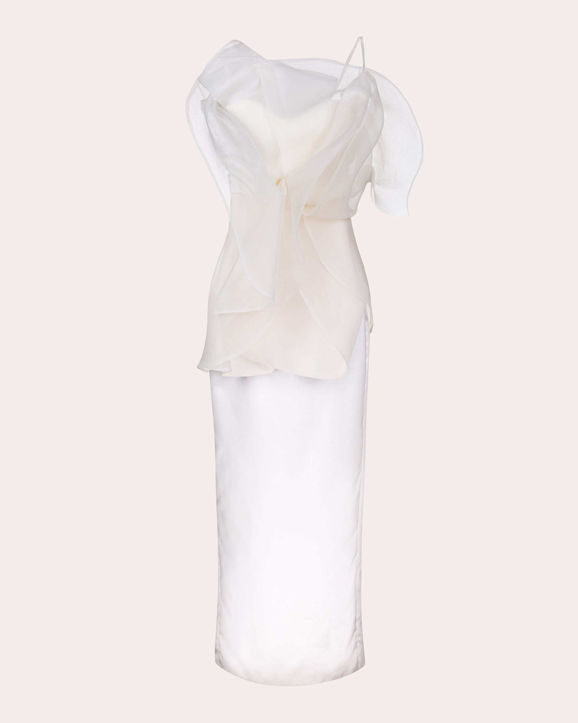 organza overlay dress byVarga Women's Lily Organza Flower Overlay Maxi Dress in White Size 6 / 2