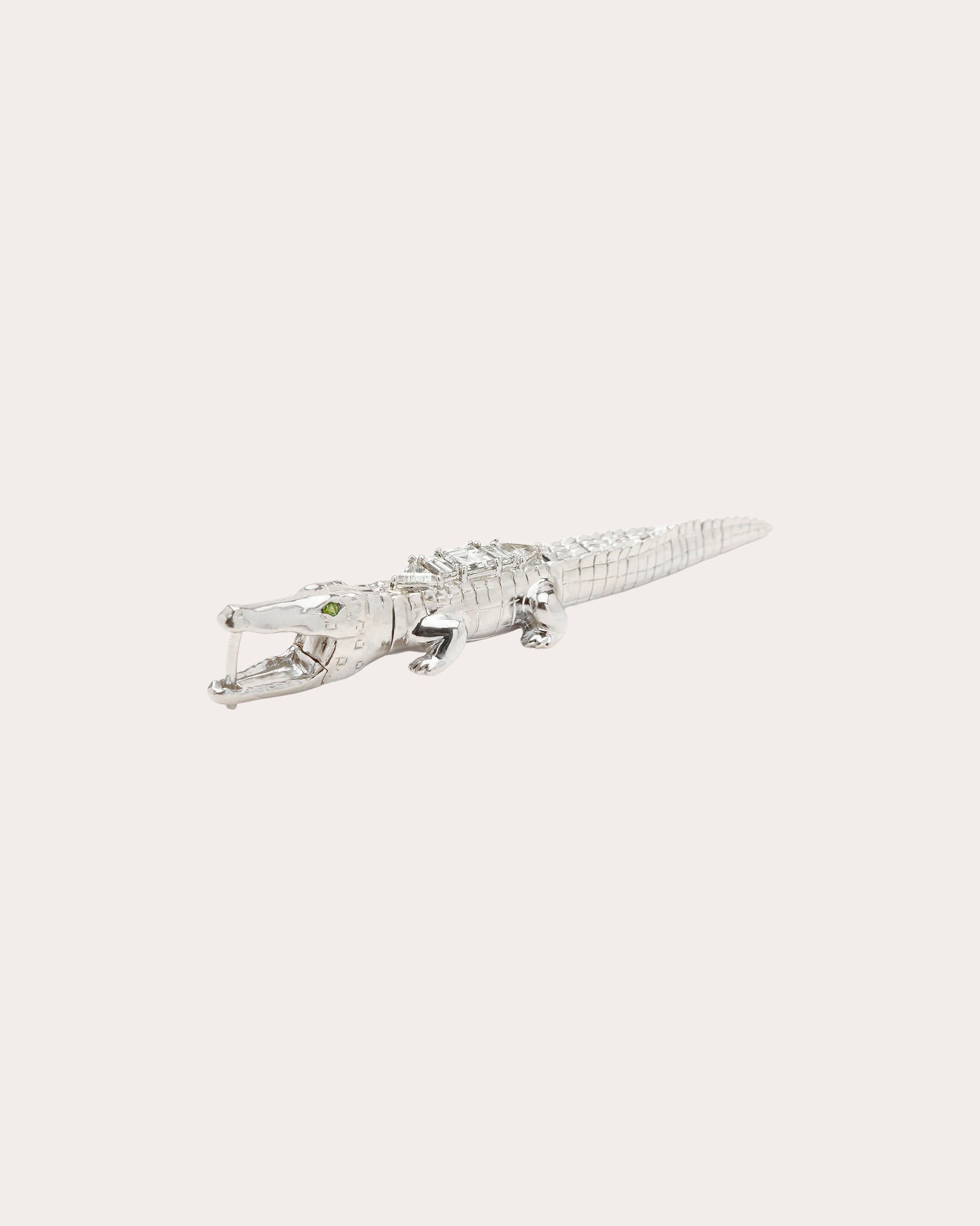 Diamond & Tsavorite Art Deco Alligator Bite Drop Earring