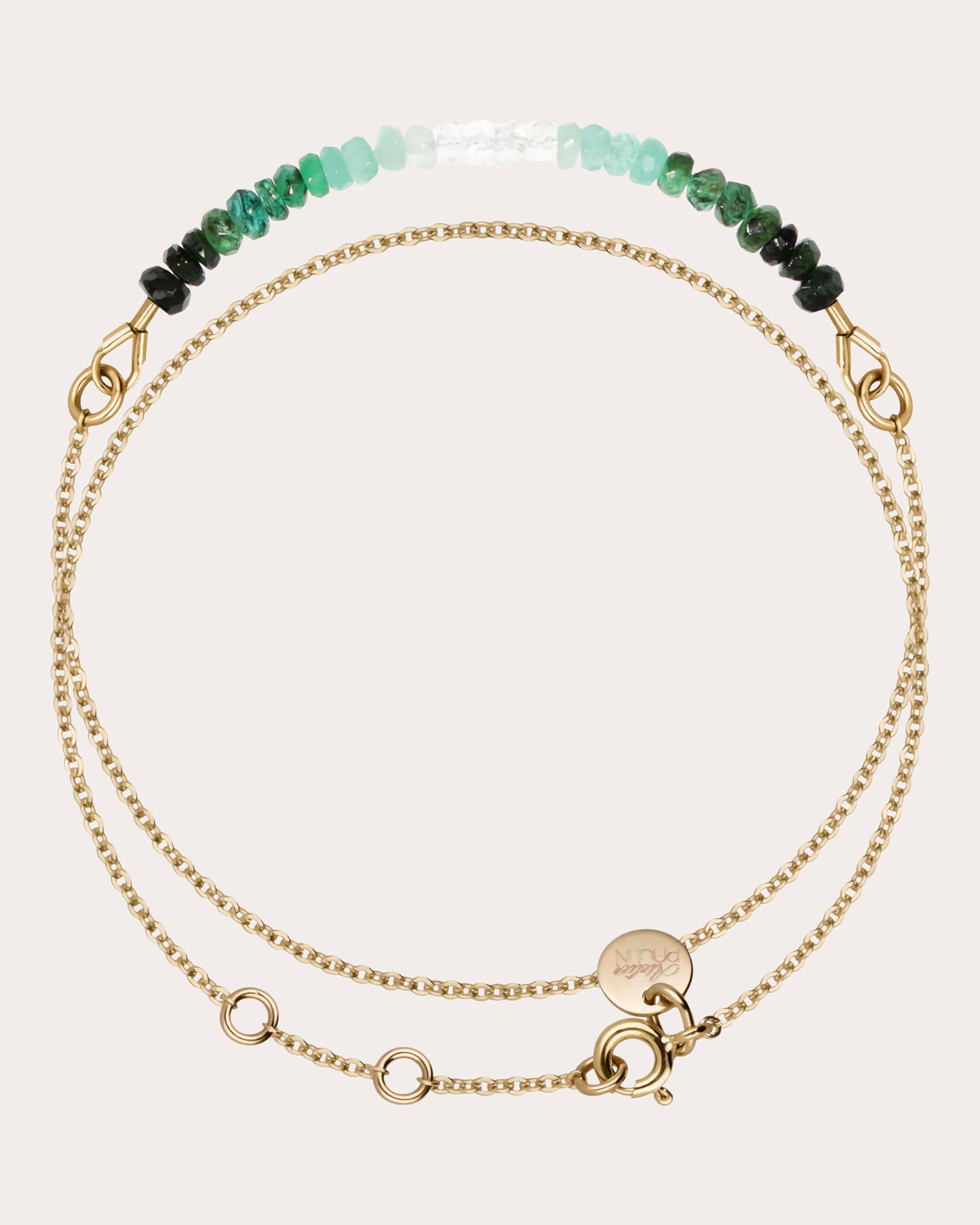 Nonza 14K Gold-Filled Chain and Emerald Bracelets