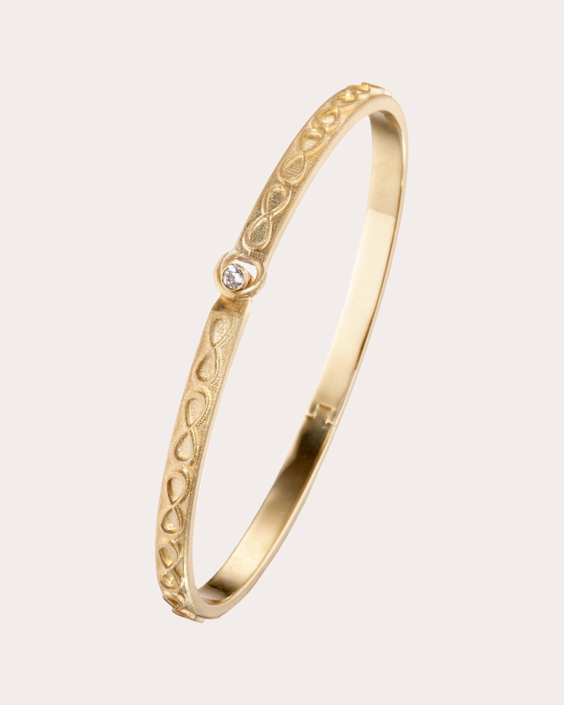 Diamond & 14k Gold Infinity Bangle | Olivela
