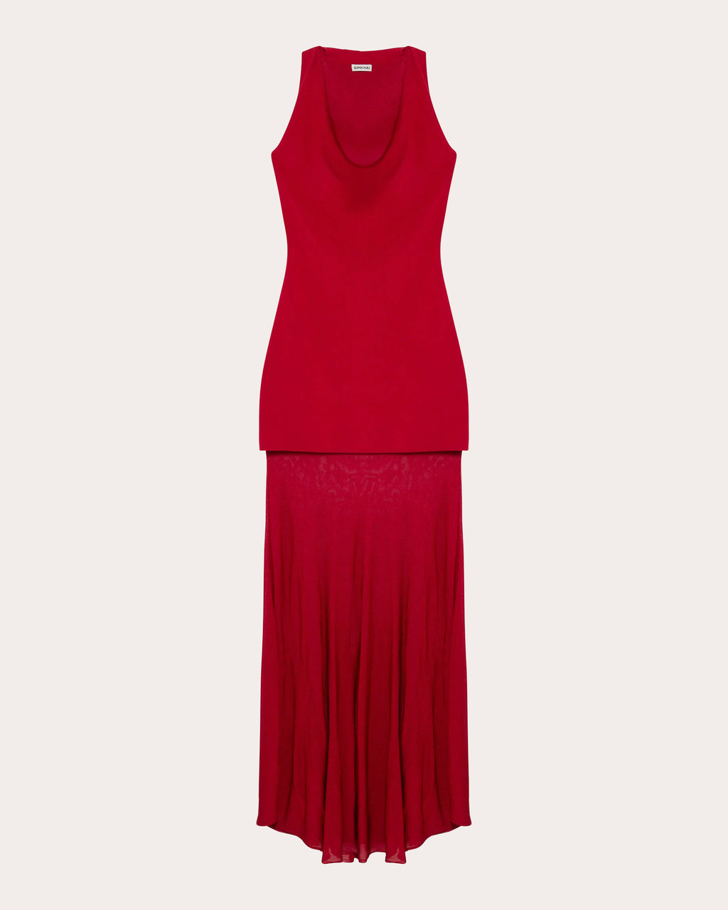 Xena Sheer Knit Combo Cowl Neck Maxi Dress