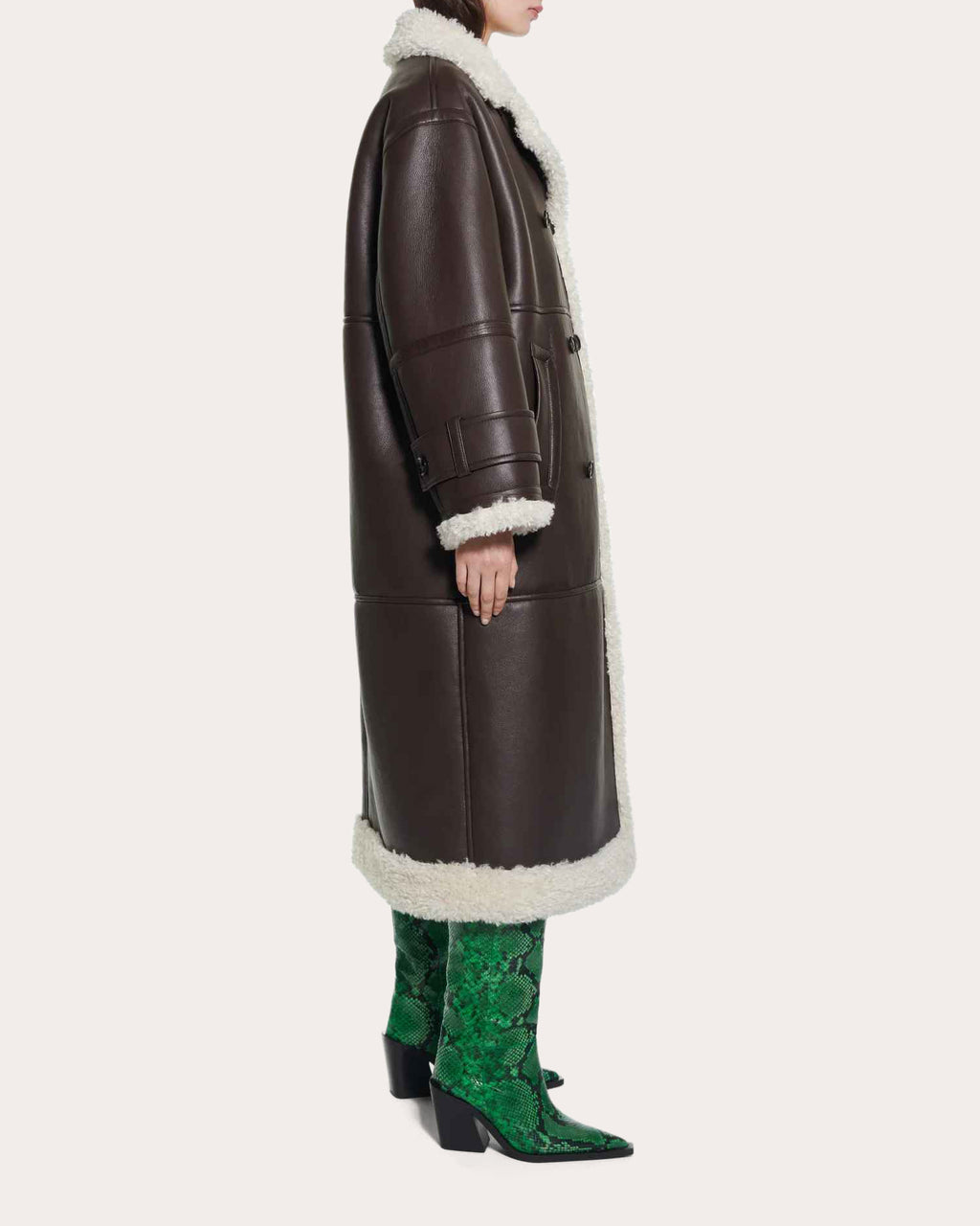 Hayley Double-Breasted Faux Shearling Coat