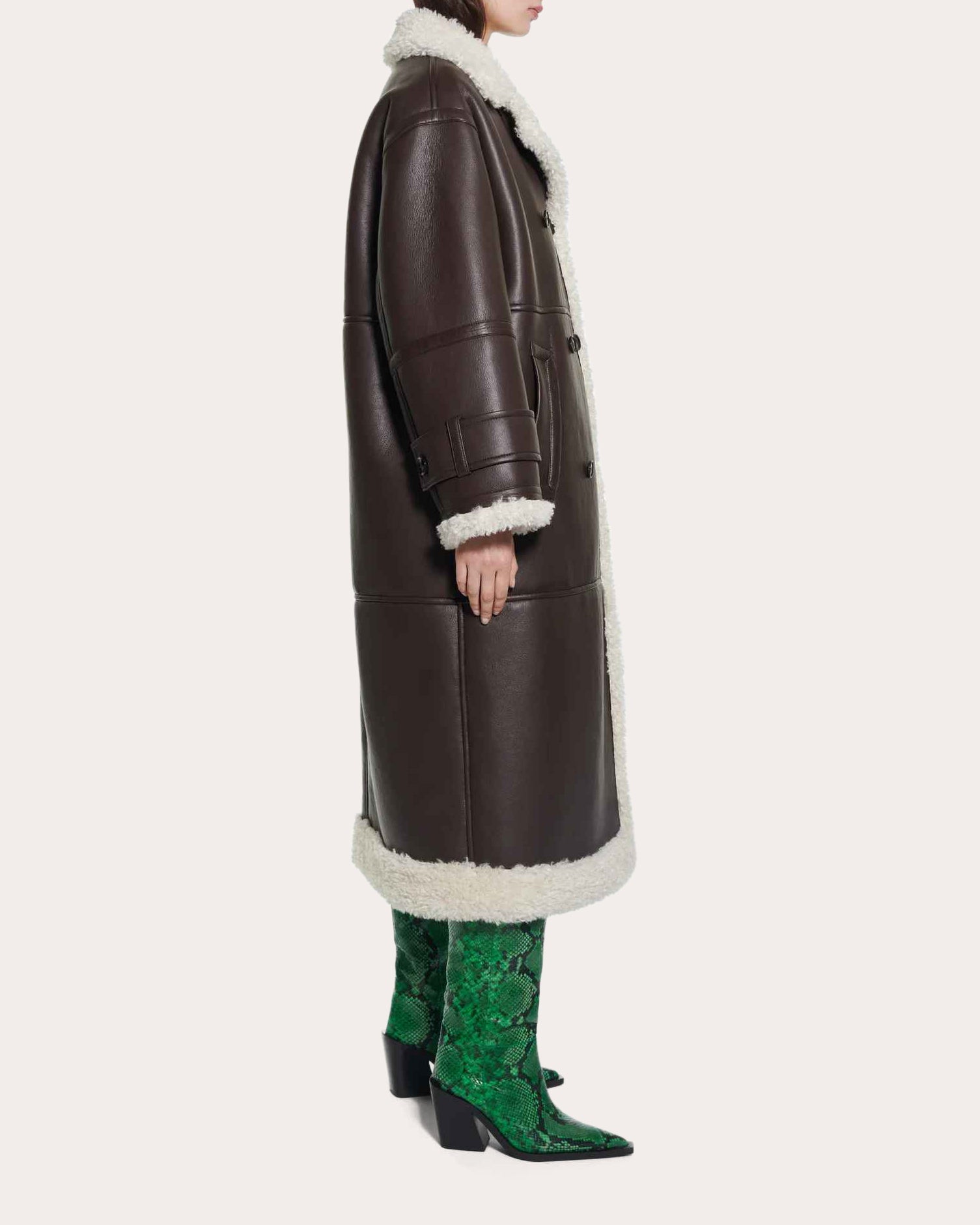 Hayley Double-Breasted Faux Shearling Coat