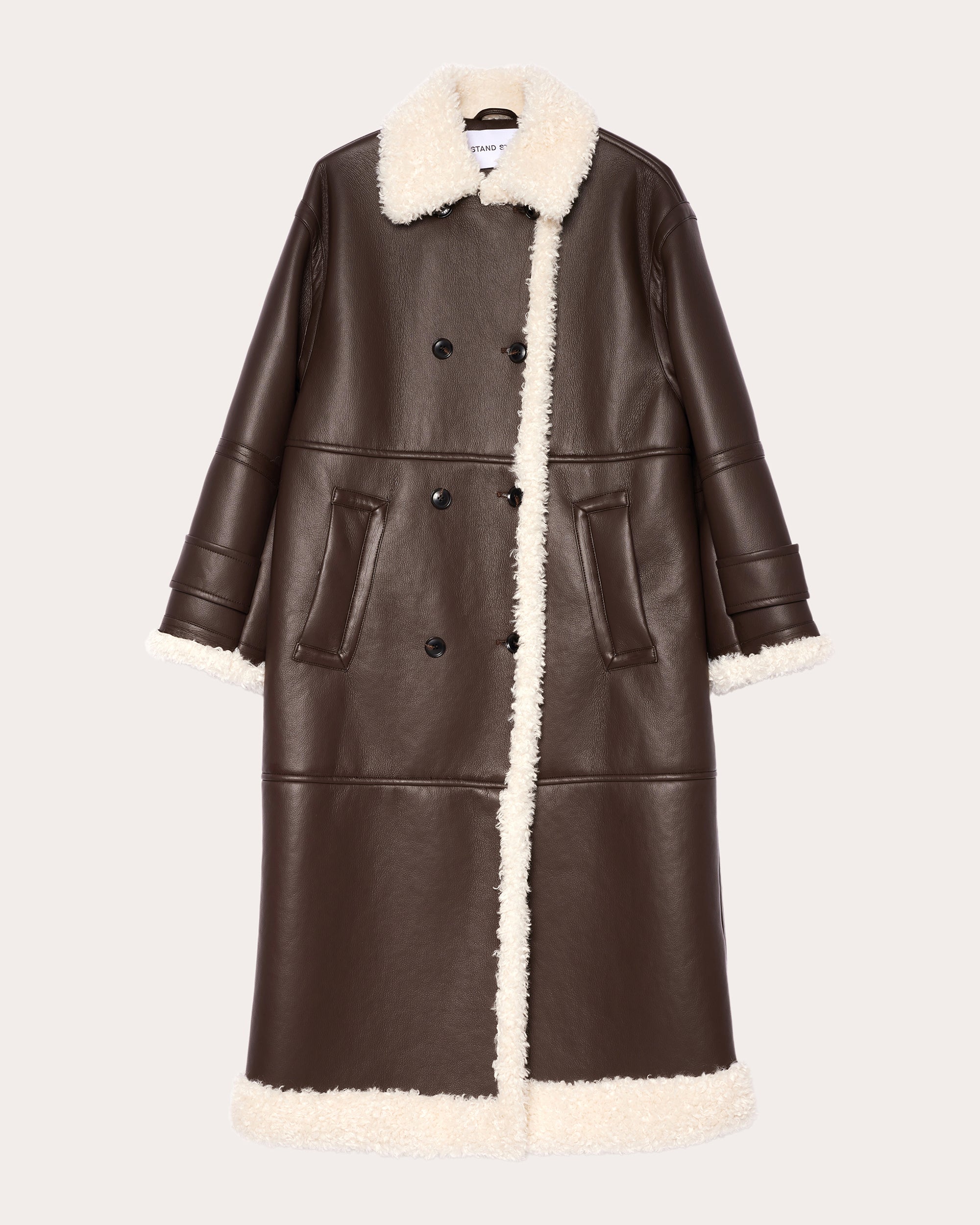 Hayley Double-Breasted Faux Shearling Coat