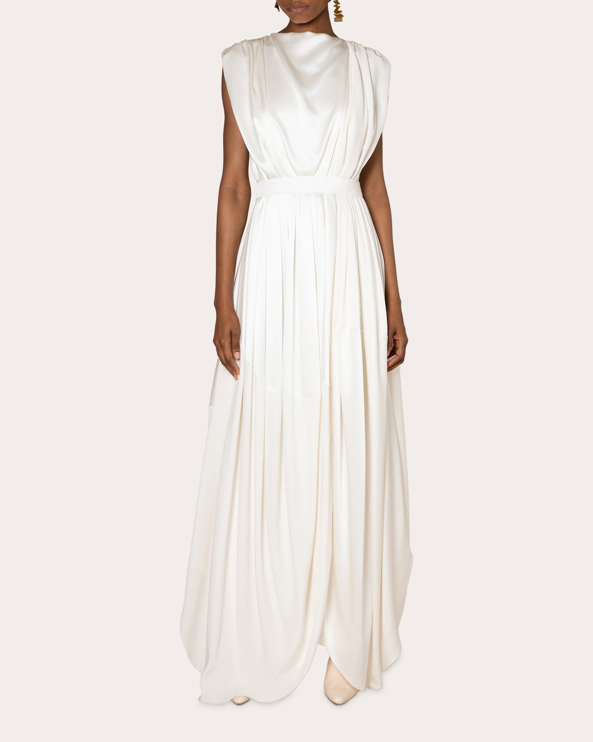Aldona Gathered Silk Satin Gown