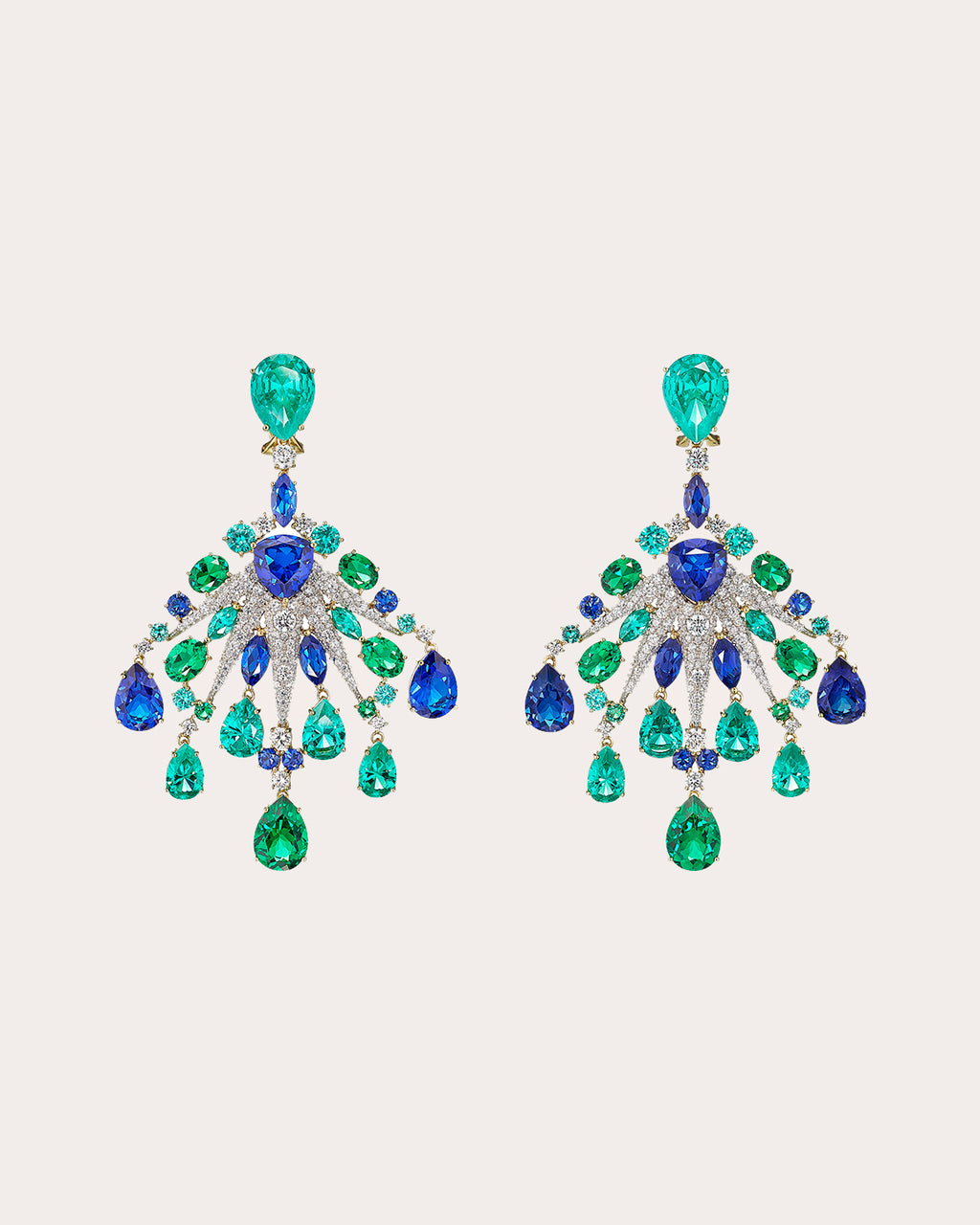 Emerald Sapphire Starburst Earrings