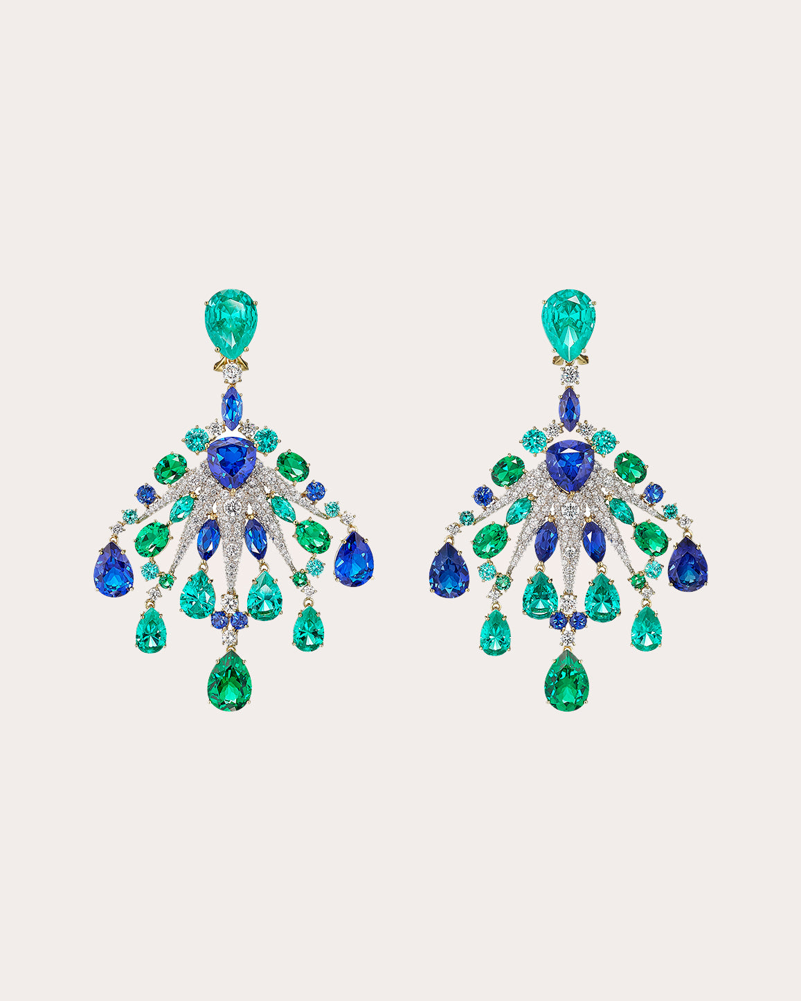 Emerald Sapphire Starburst Earrings