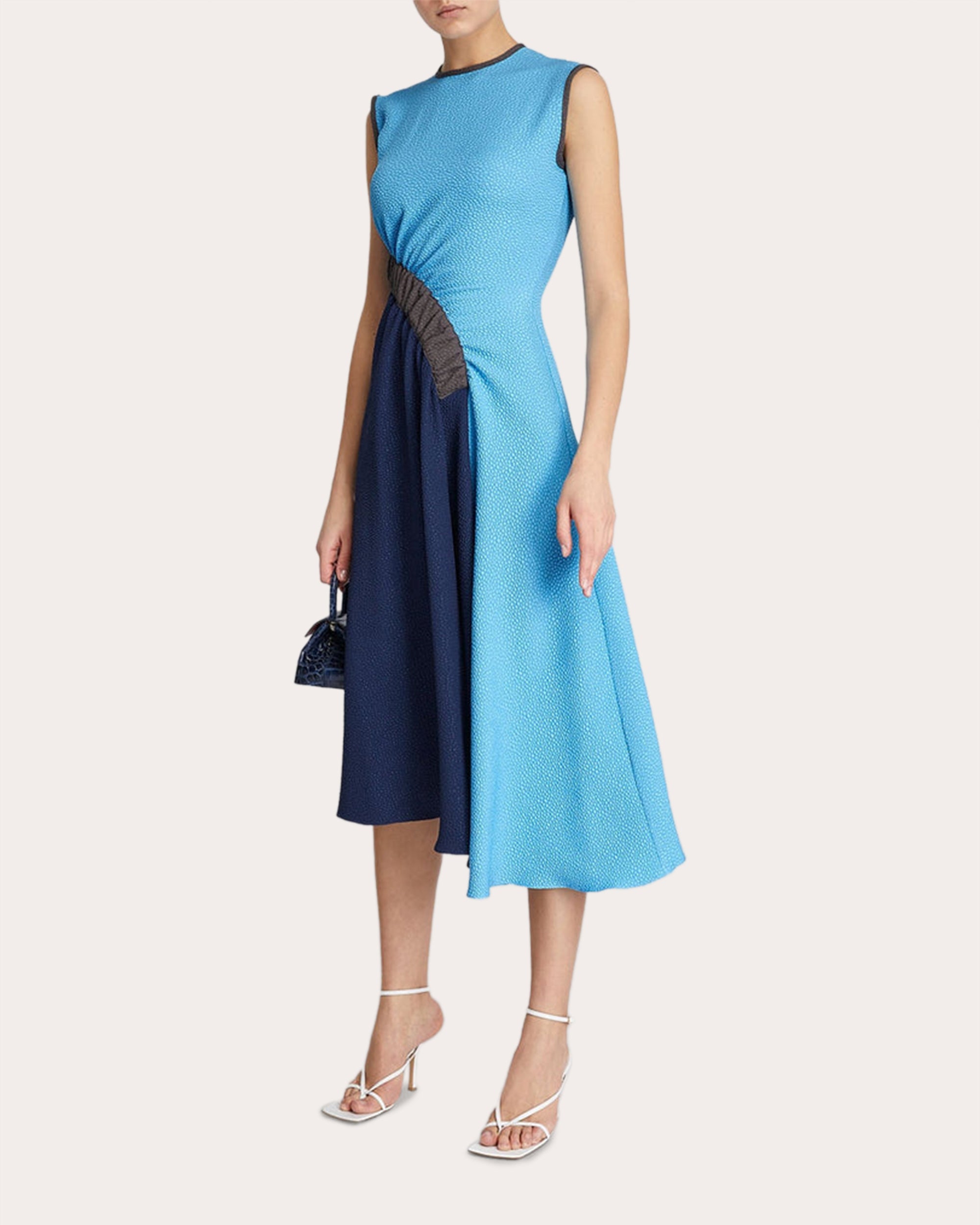 ruched drape midi dress Anya Side Cascade Drape Ruched Midi Dress in Plum L / Plum