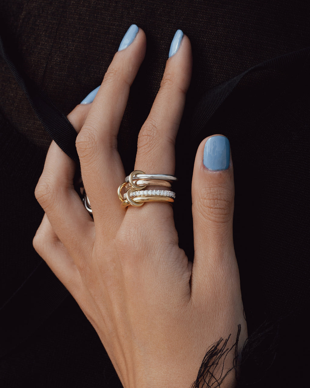 Diamond & 18k Gold Tri-Tone Cancer Deux Ring