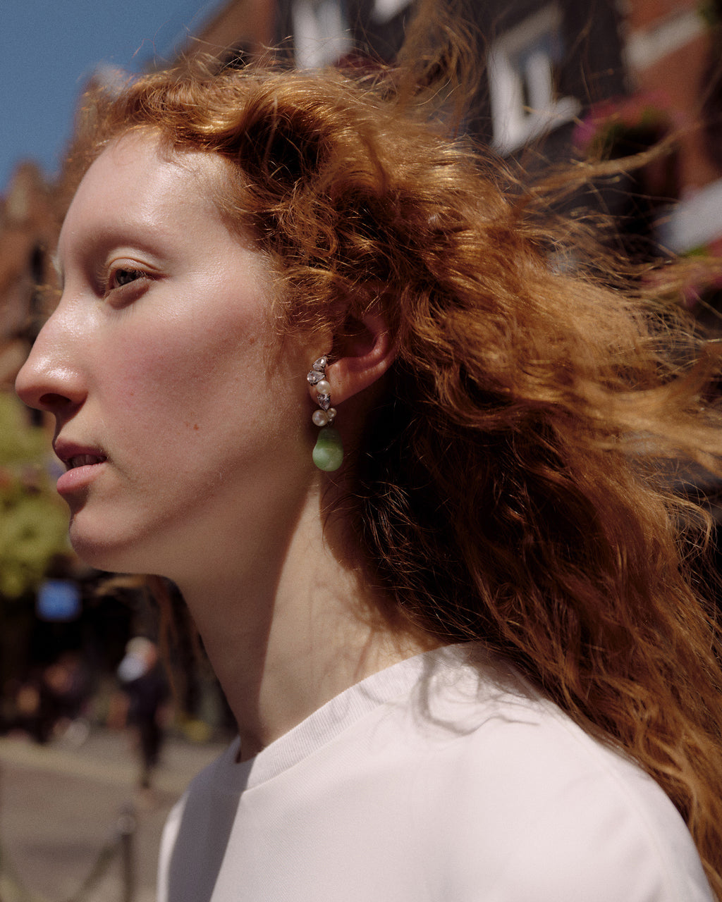 Eze-eh Platinum-Plated Resin Pearl and Cubic Zirconia Earrings