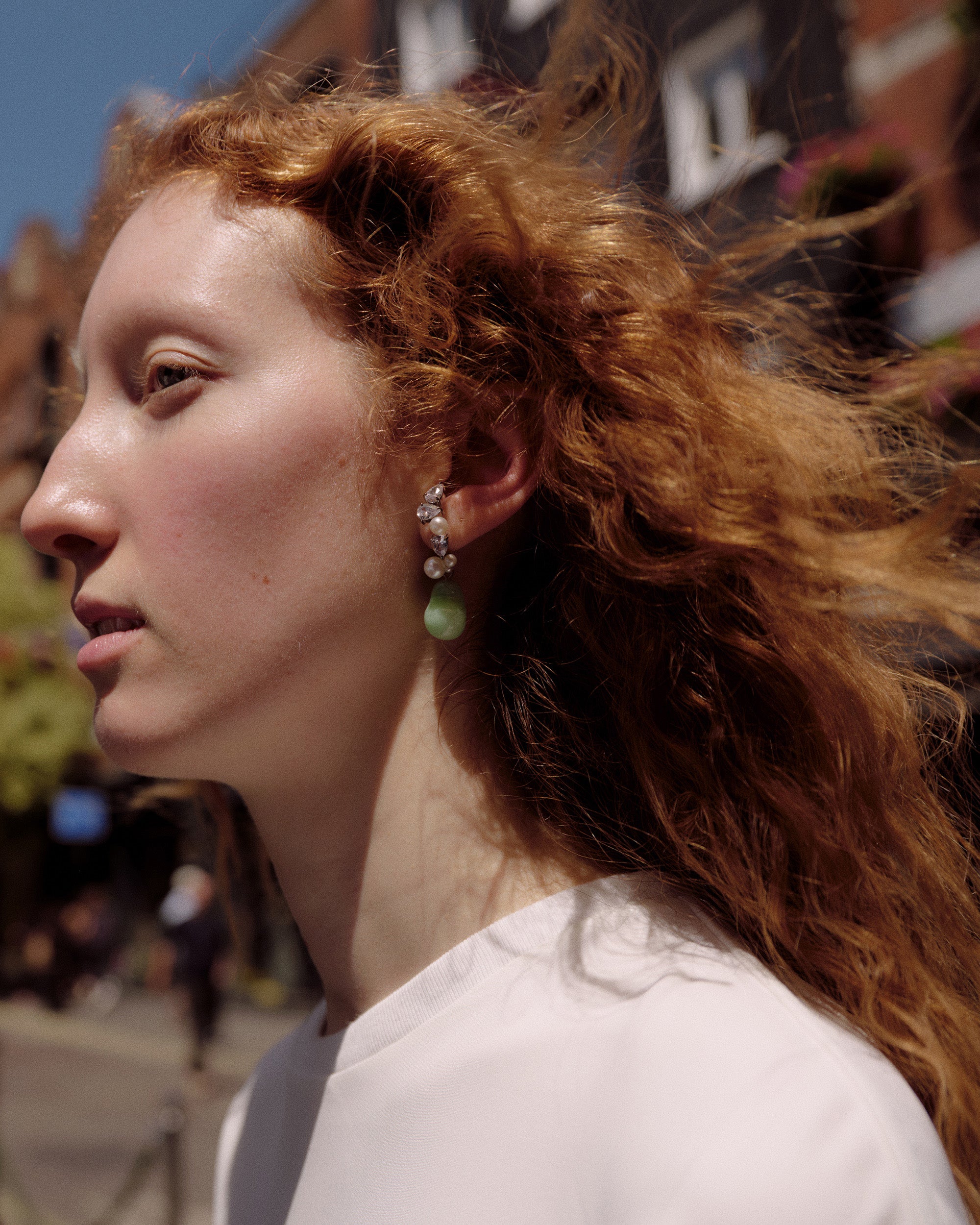 Eze-eh Platinum-Plated Resin Pearl and Cubic Zirconia Earrings