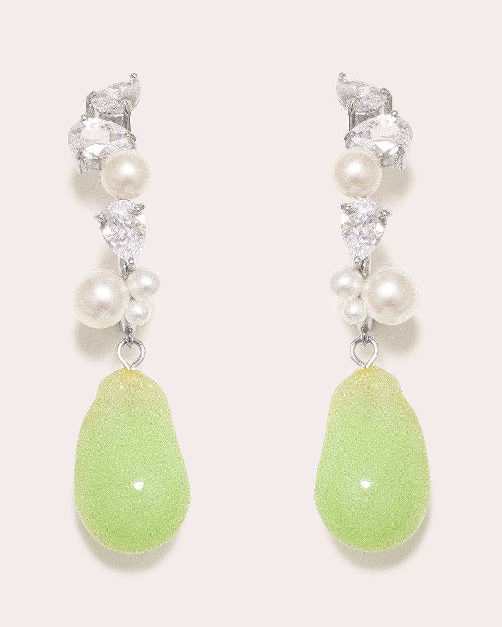 Eze-eh Platinum-Plated Resin Pearl and Cubic Zirconia Earrings