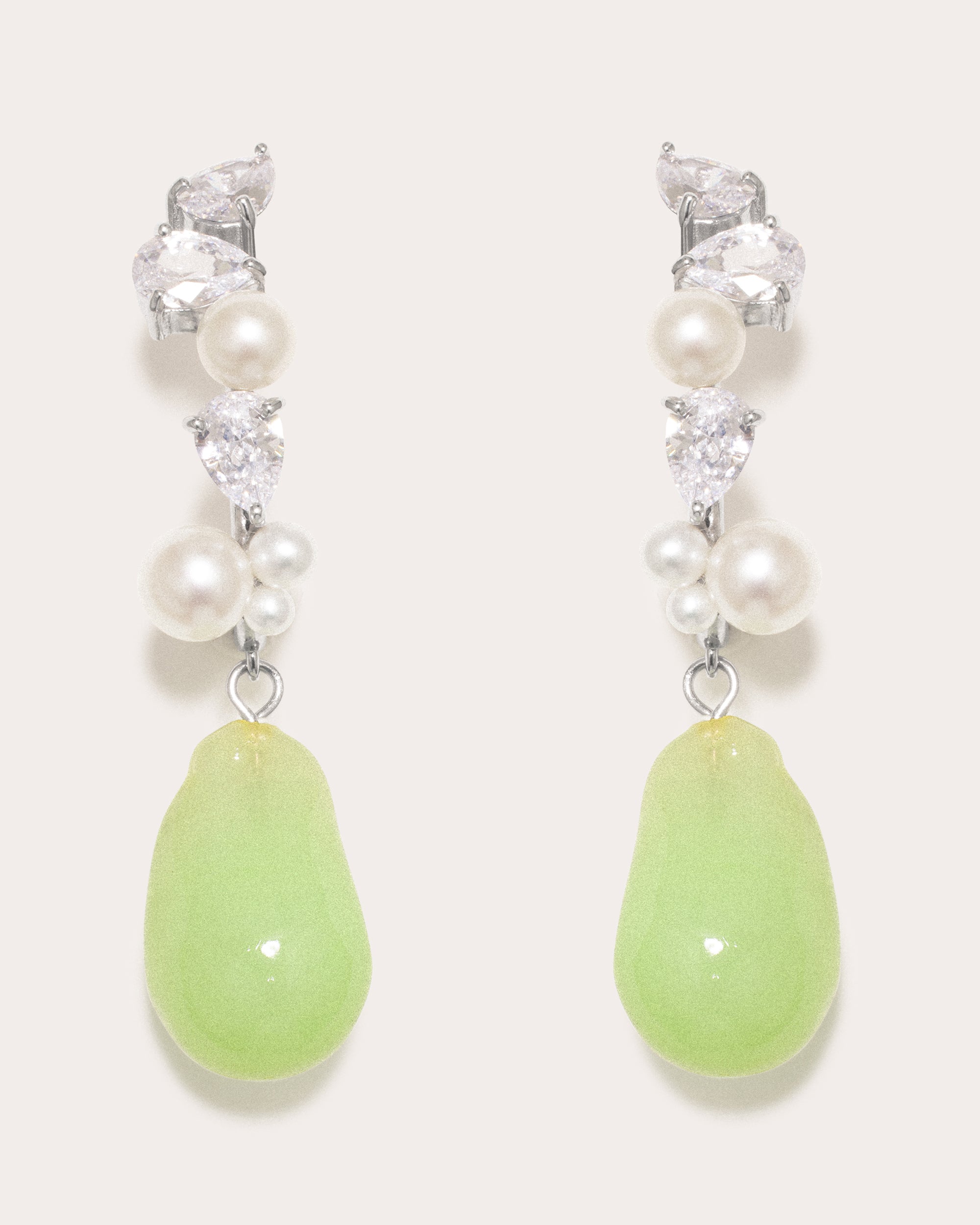 Eze-eh Platinum-Plated Resin Pearl and Cubic Zirconia Earrings