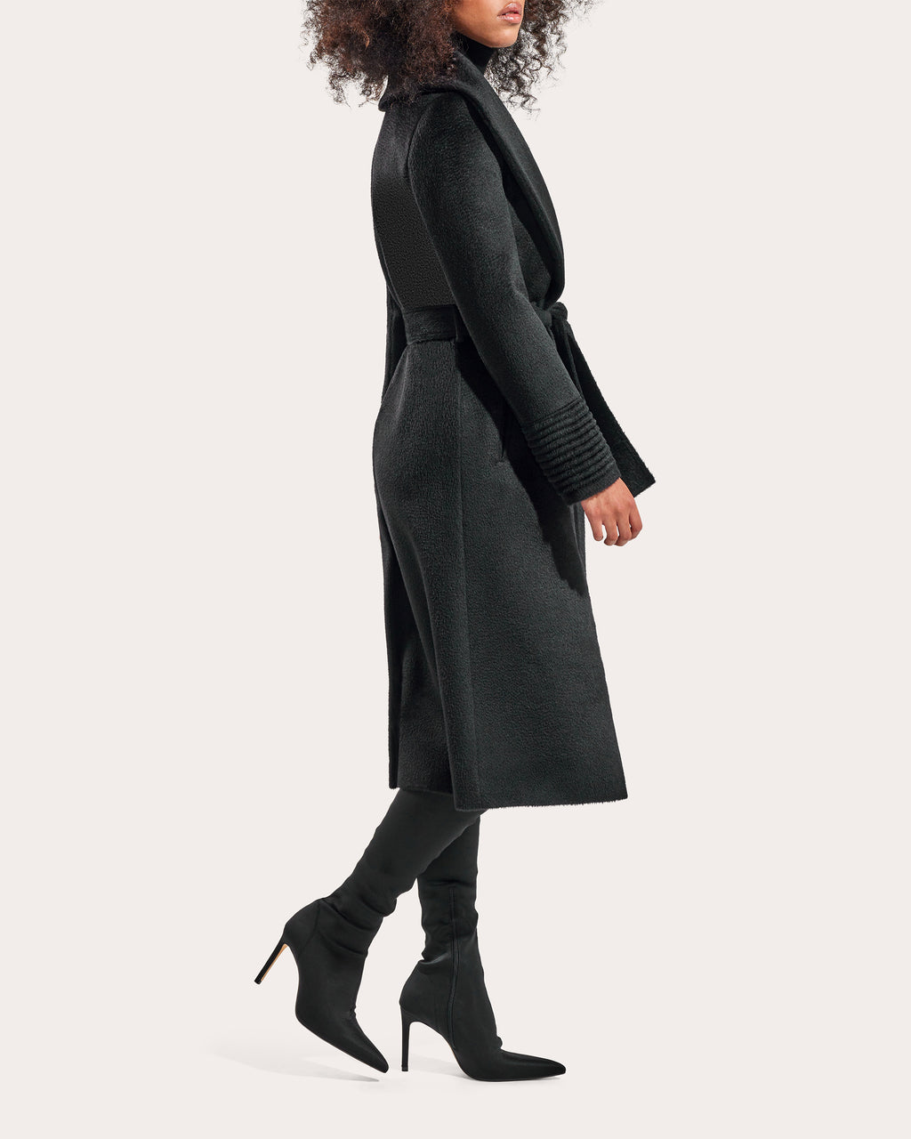 Suri Alpaca Shawl Collar Long Wrap Coat