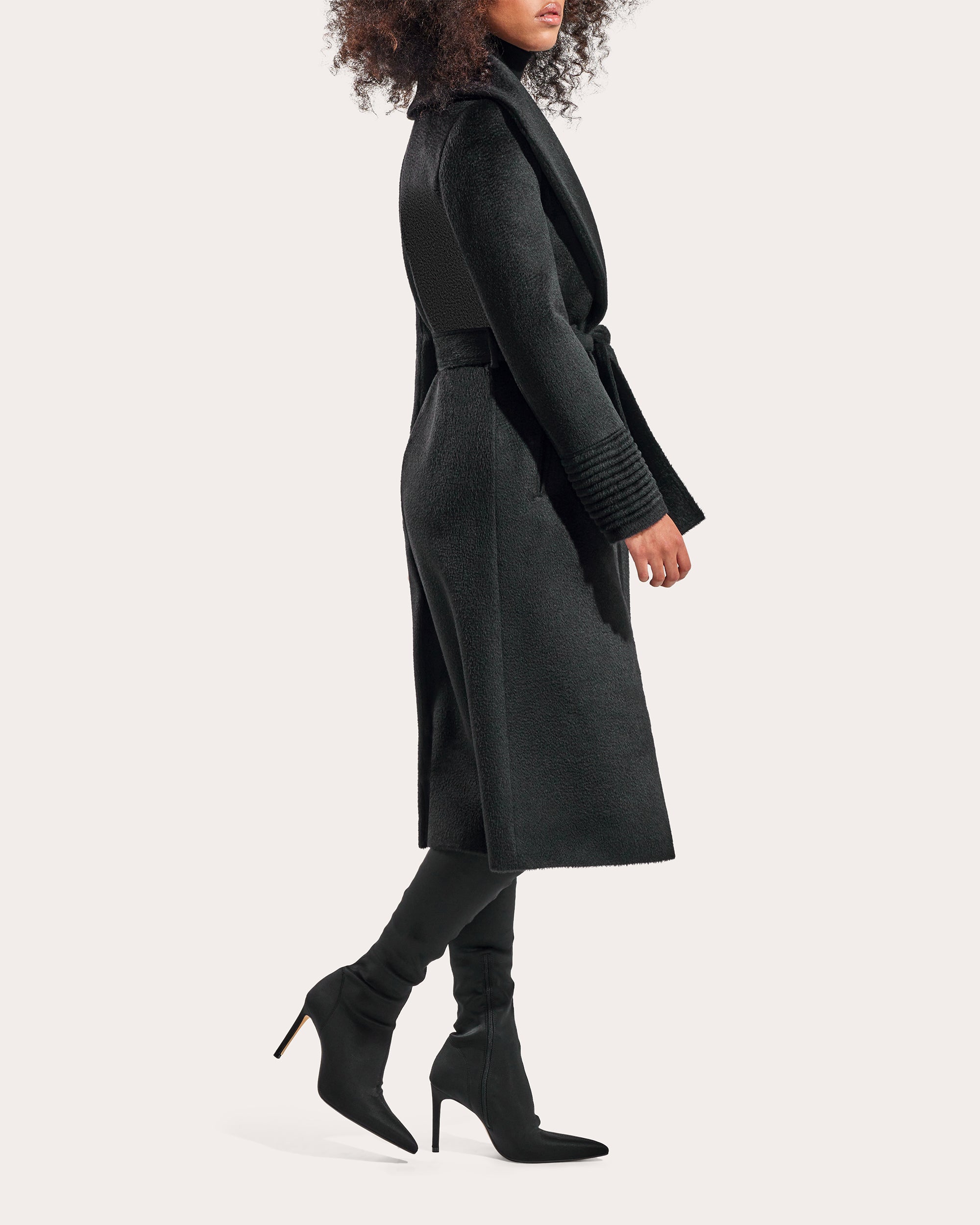 Suri Alpaca Shawl Collar Long Wrap Coat