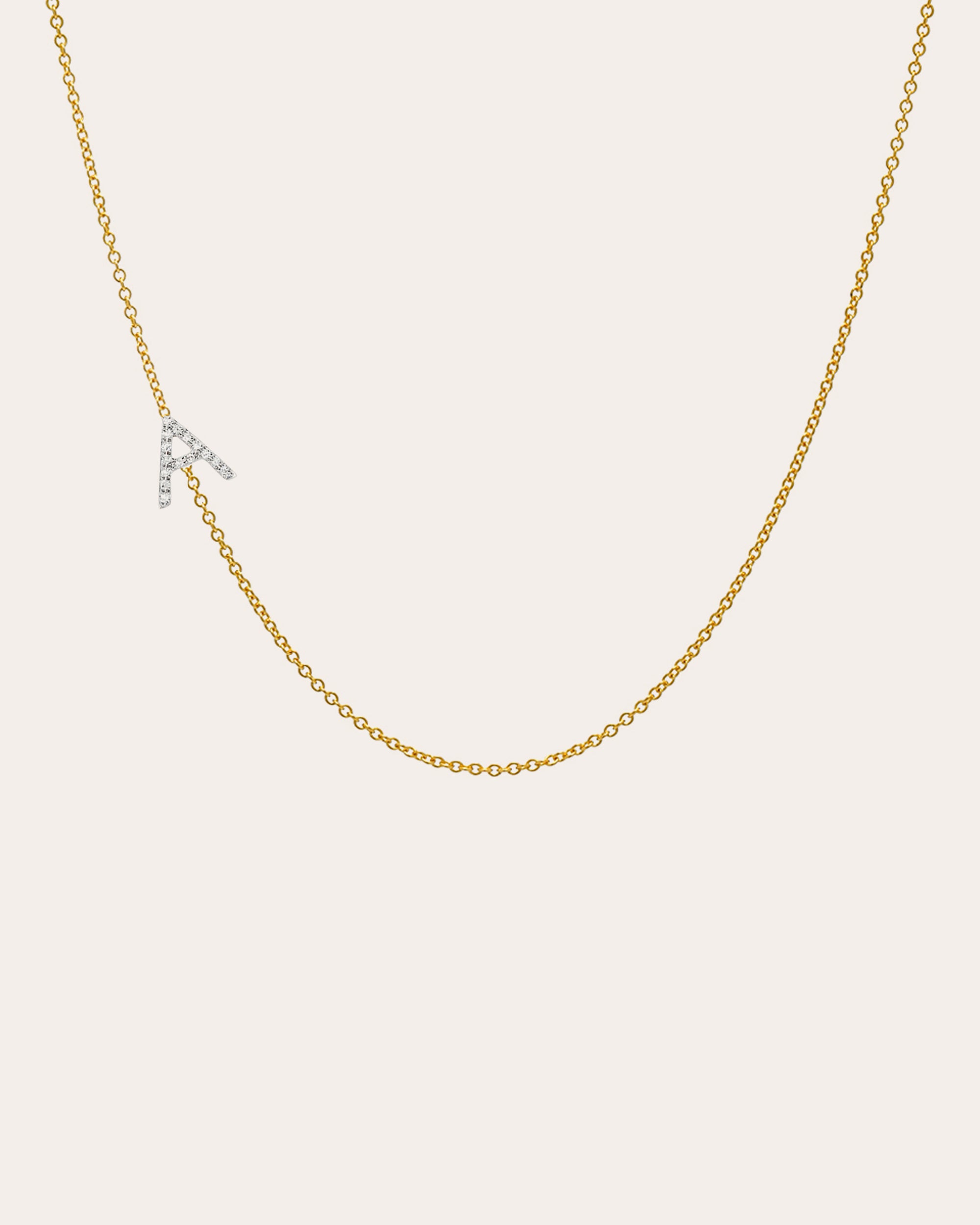 Diamond & 14k Gold Asymmetric Initial Necklace